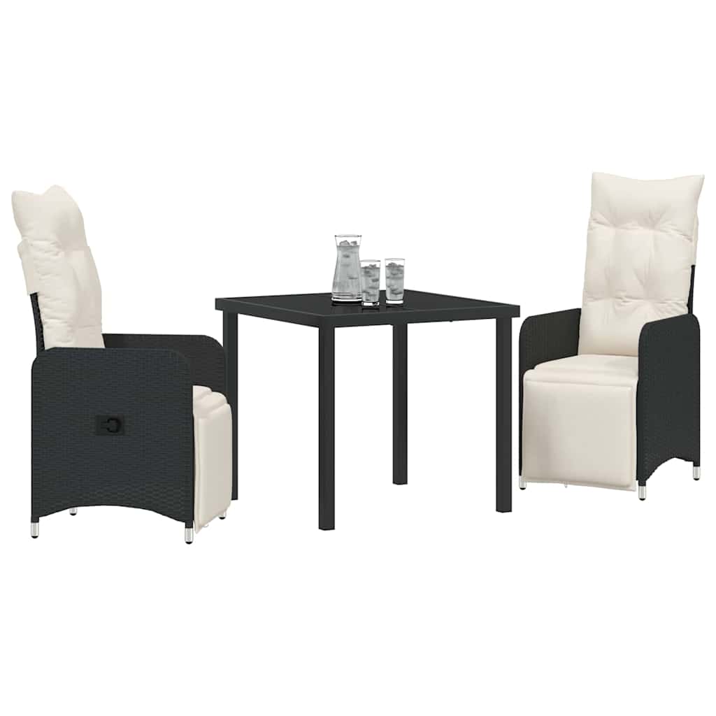 Ensemble de salle à manger pour jardin 3 pcs Noir polyrotin - XIOS