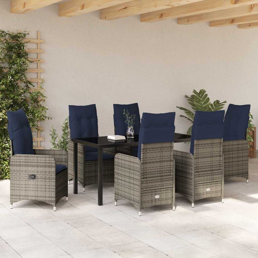 Ensemble de salle à manger pour jardin 7 pcs Noir polyrotin - XIOS