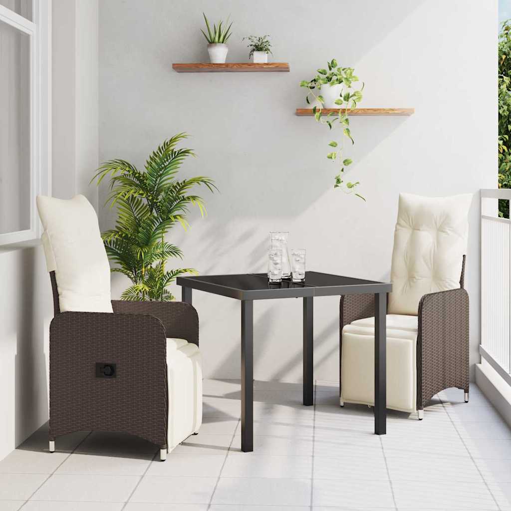 Ensemble de salle à manger pour jardin 3 pcs Marron polyrotin - XIOS