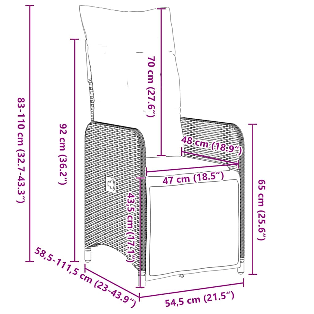 Ensemble de salle à manger pour jardin 3 pcs Marron polyrotin - XIOS