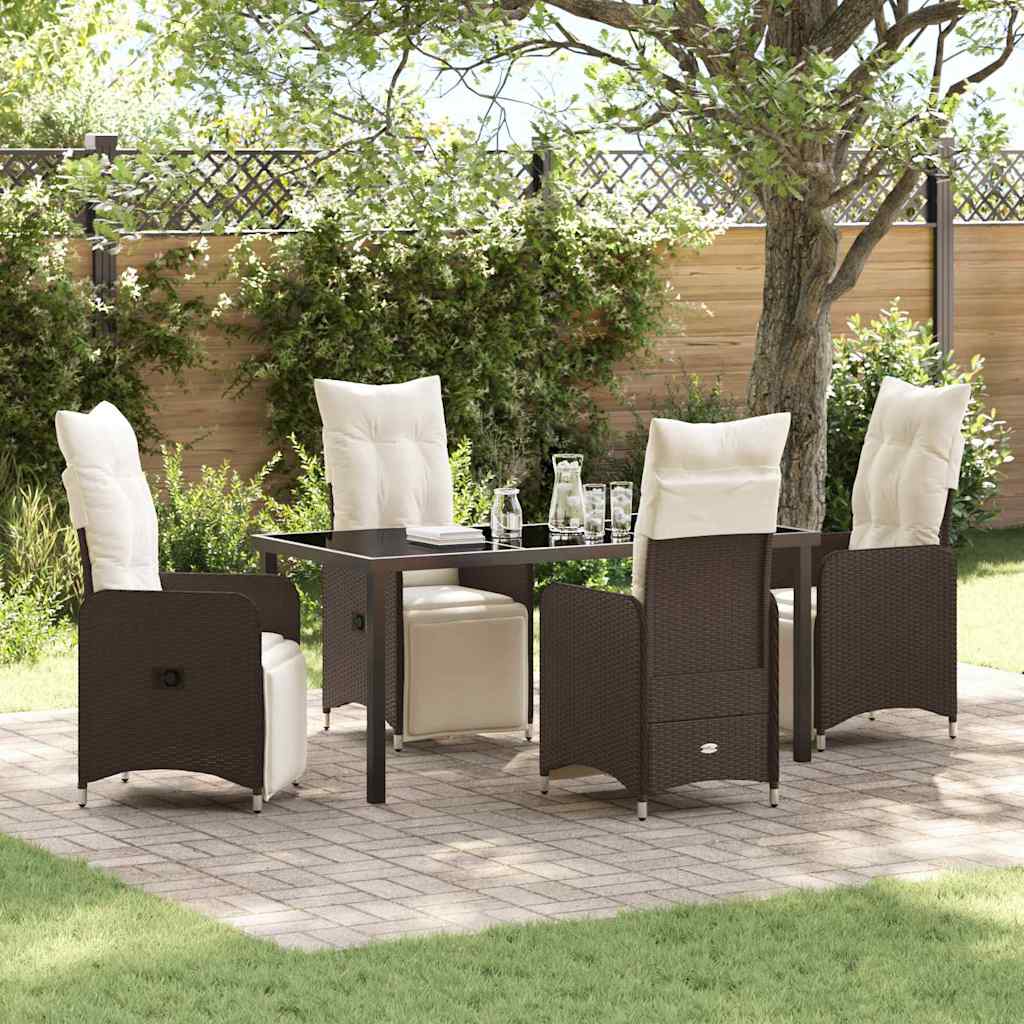 Ensemble de salle à manger pour jardin 5 pcs Marron polyrotin - XIOS