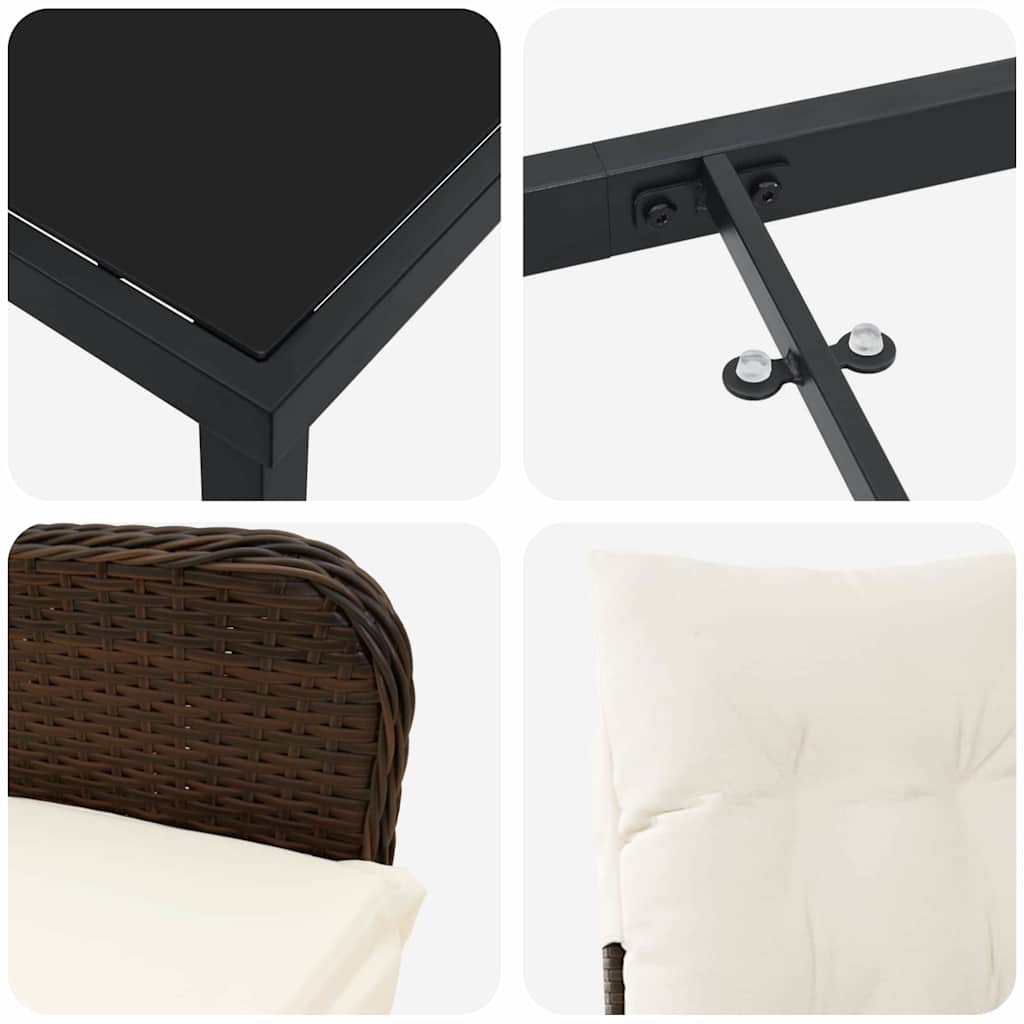 Ensemble de salle à manger pour jardin 7 pcs Marron polyrotin - XIOS