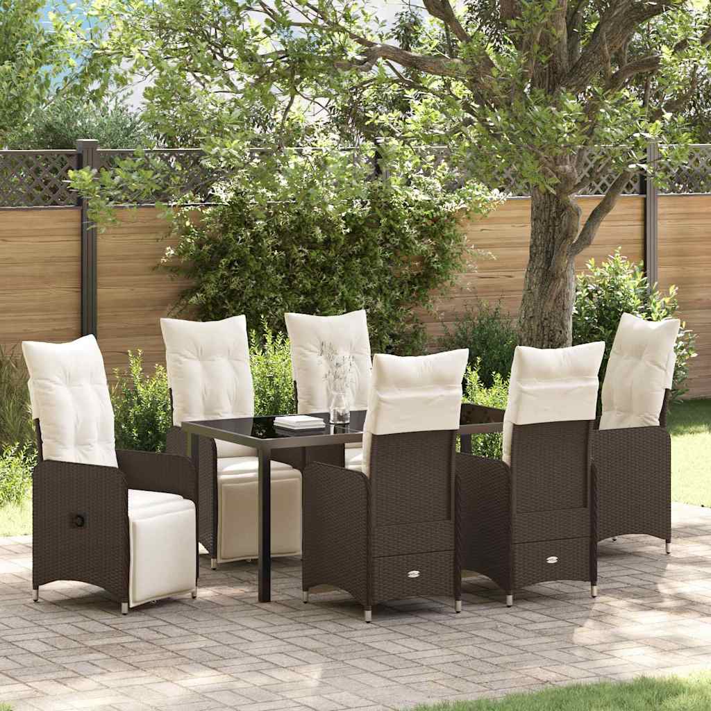 Ensemble de salle à manger pour jardin 7 pcs Marron polyrotin - XIOS
