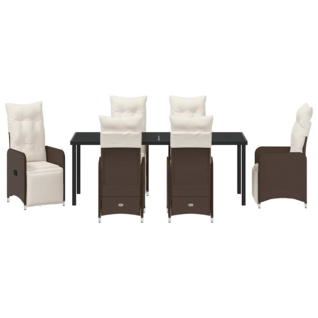 Ensemble de salle à manger pour jardin 7 pcs Marron polyrotin - XIOS