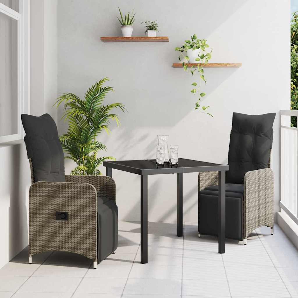 Ensemble de salle à manger pour jardin 3 pcs Gris polyrotin - XIOS