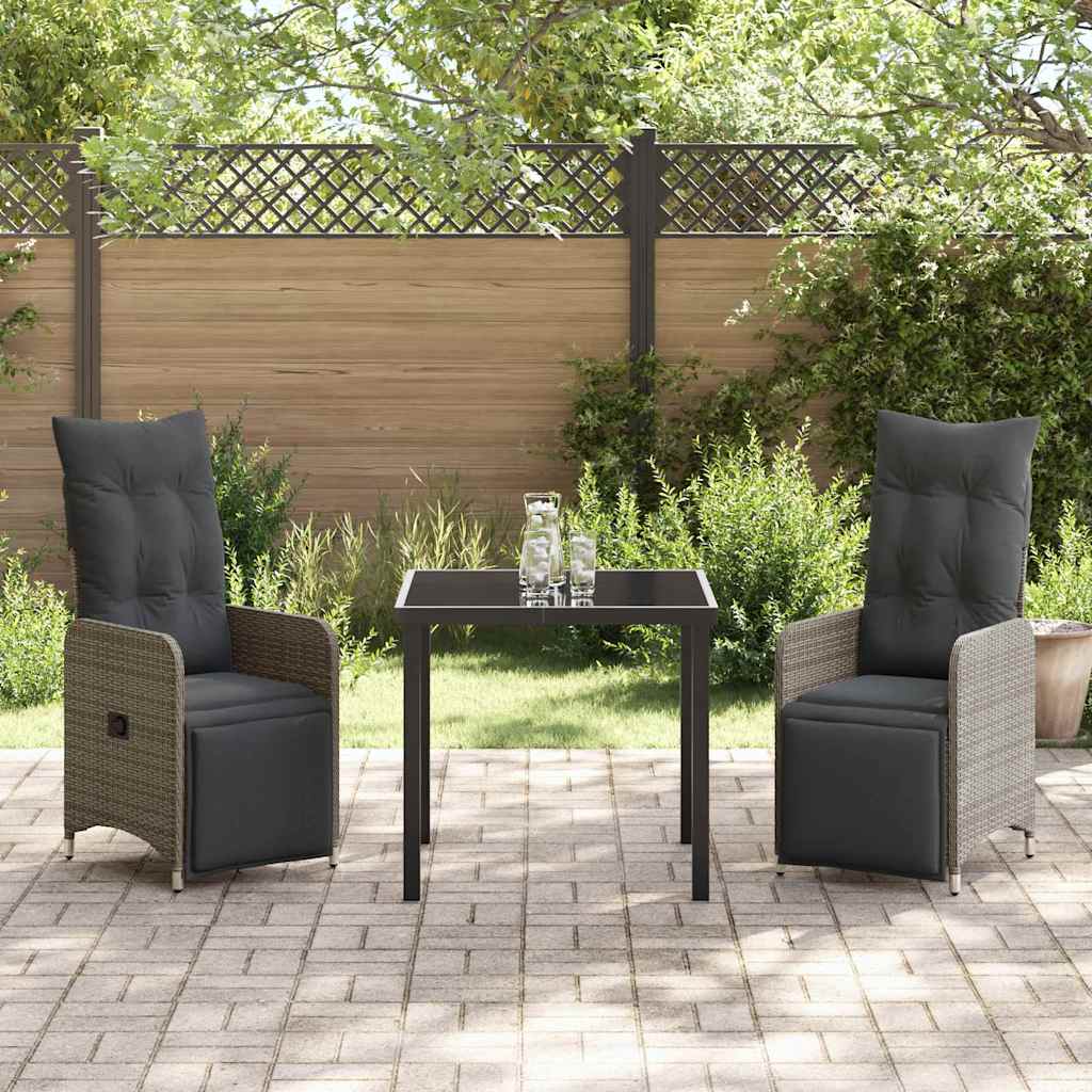 Ensemble de salle à manger pour jardin 3 pcs Gris polyrotin - XIOS