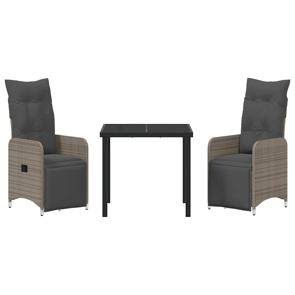 Ensemble de salle à manger pour jardin 3 pcs Gris polyrotin - XIOS
