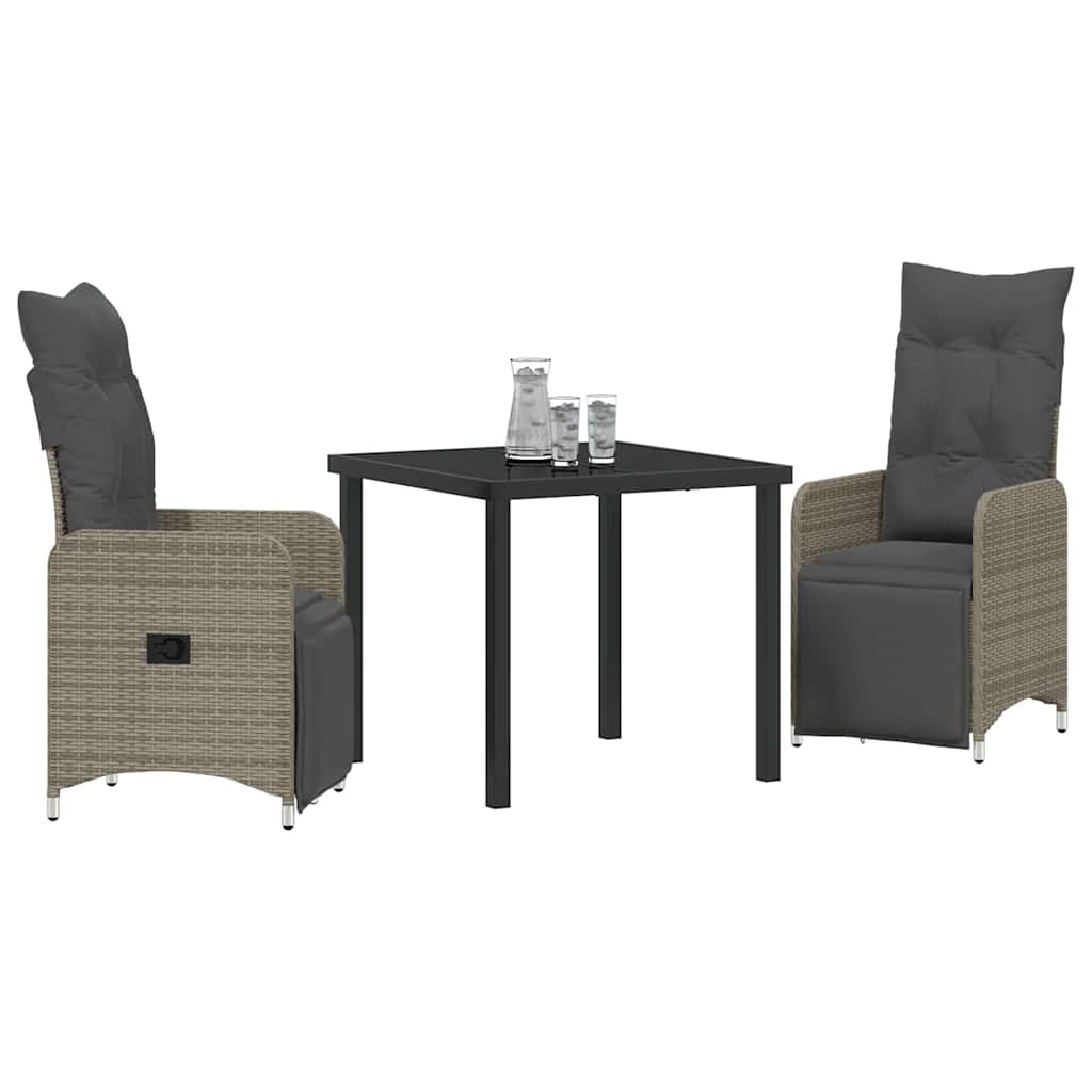 Ensemble de salle à manger pour jardin 3 pcs Gris polyrotin - XIOS