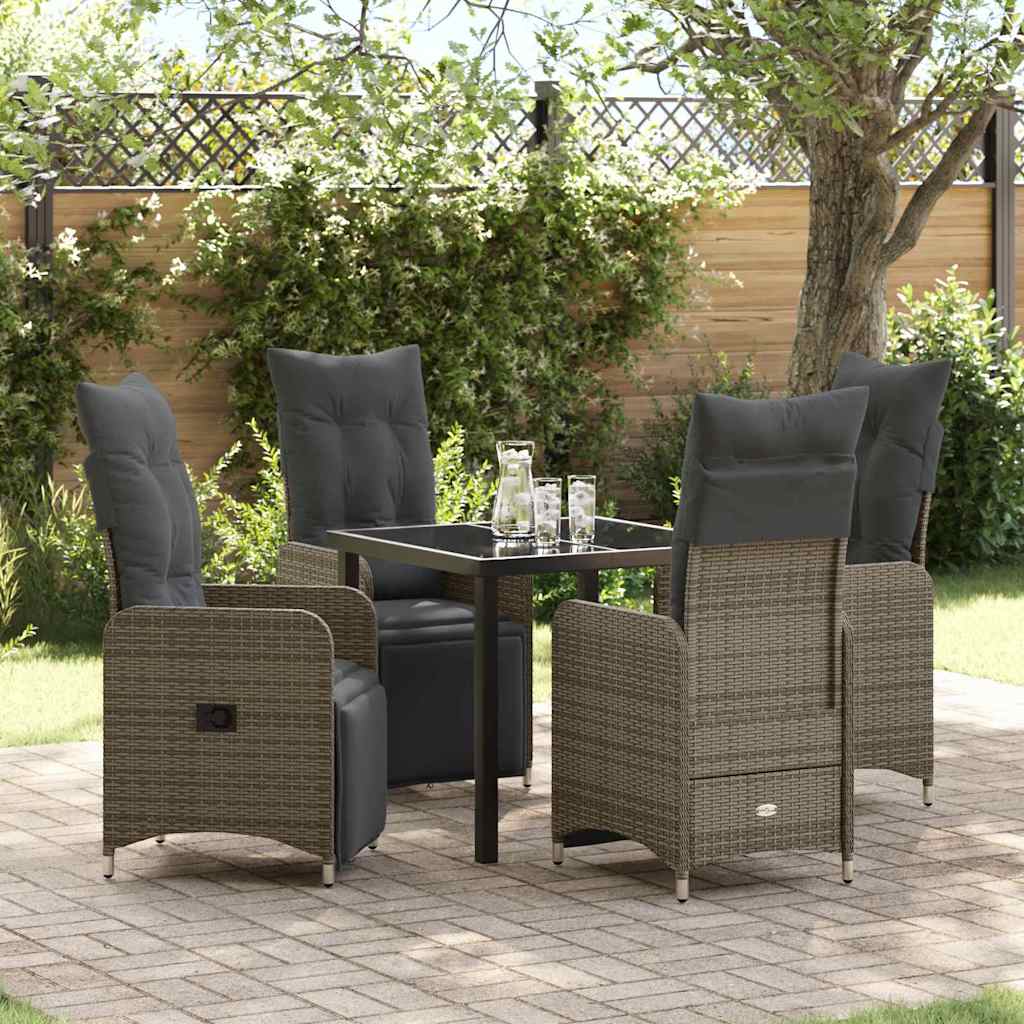 Ensemble de salle à manger pour jardin 5 pcs Gris polyrotin - XIOS