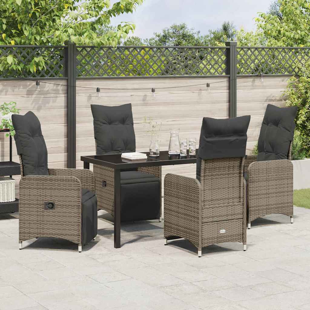 Ensemble de salle à manger pour jardin 5 pcs Gris polyrotin - XIOS