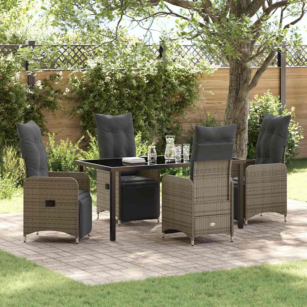 Ensemble de salle à manger pour jardin 5 pcs Gris polyrotin - XIOS