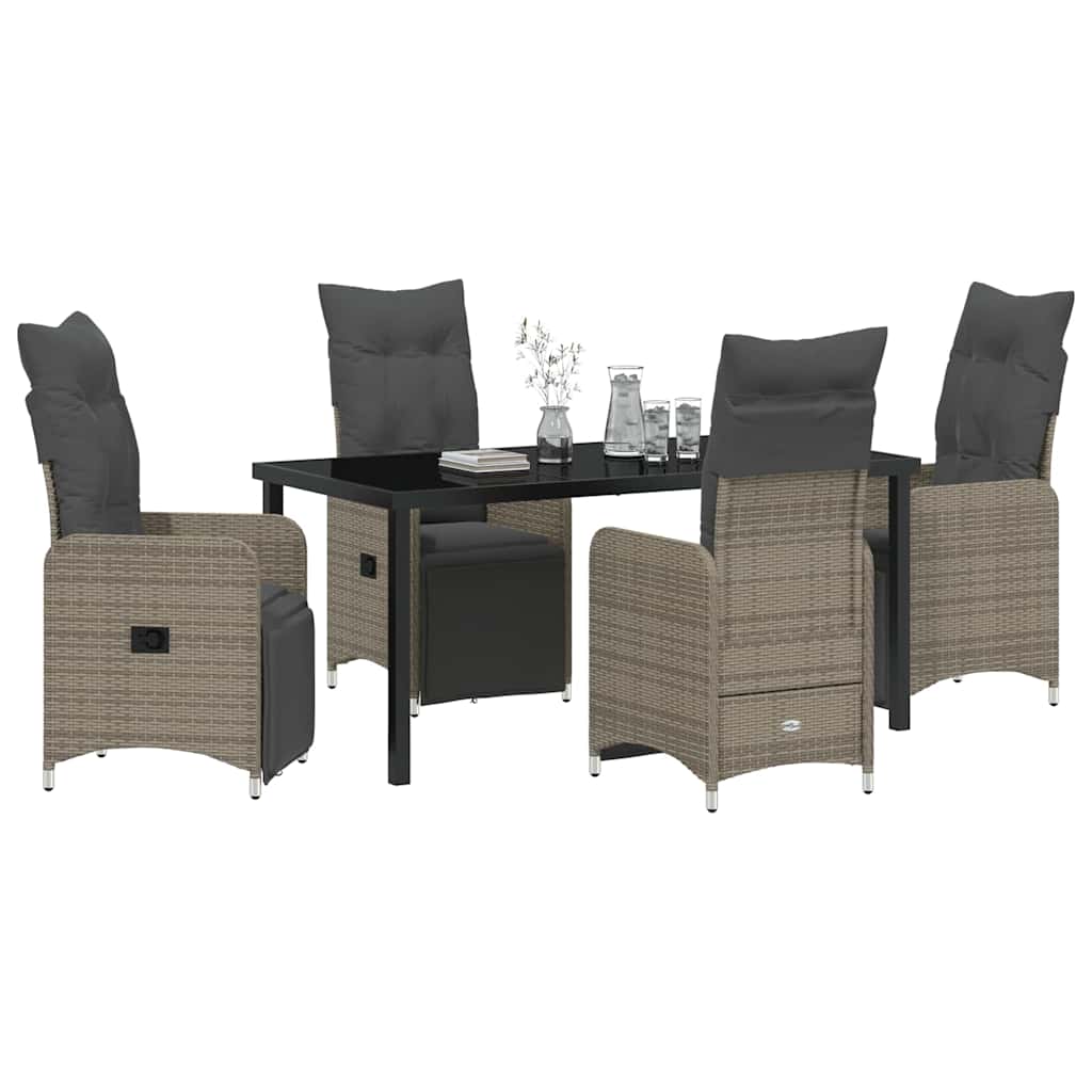 Ensemble de salle à manger pour jardin 5 pcs Gris polyrotin - XIOS