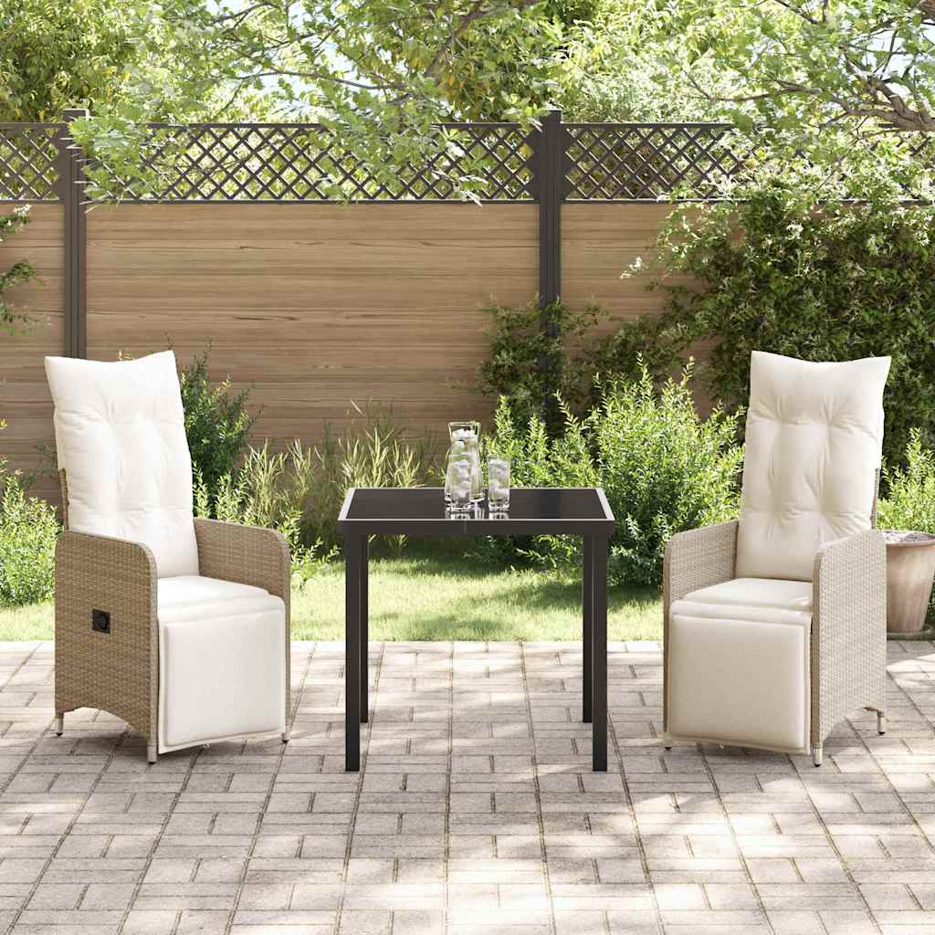 Ensemble de salle à manger pour jardin 3 pcs Beige polyrotin - XIOS
