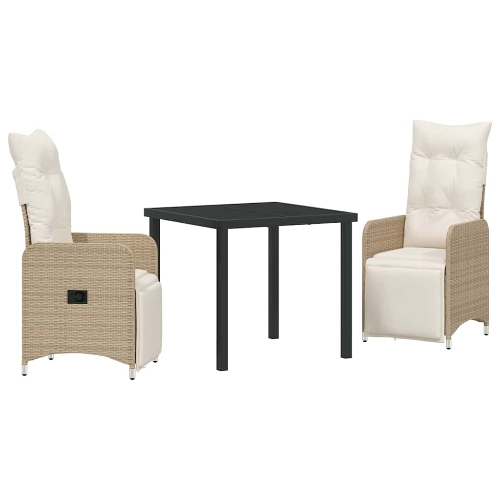 Ensemble de salle à manger pour jardin 3 pcs Beige polyrotin - XIOS