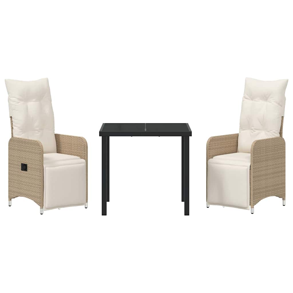 Ensemble de salle à manger pour jardin 3 pcs Beige polyrotin - XIOS