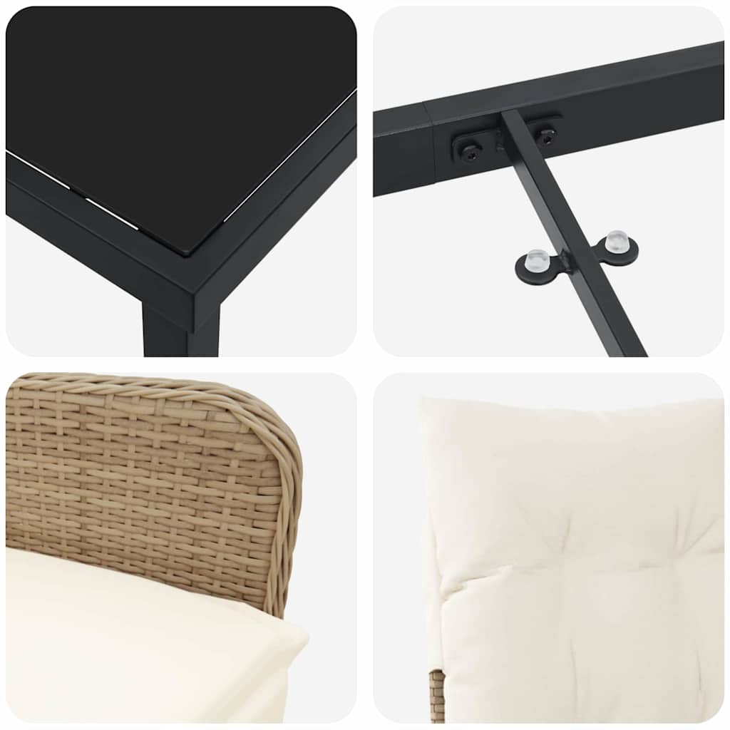 Ensemble de salle à manger pour jardin 5 pcs Beige polyrotin - XIOS