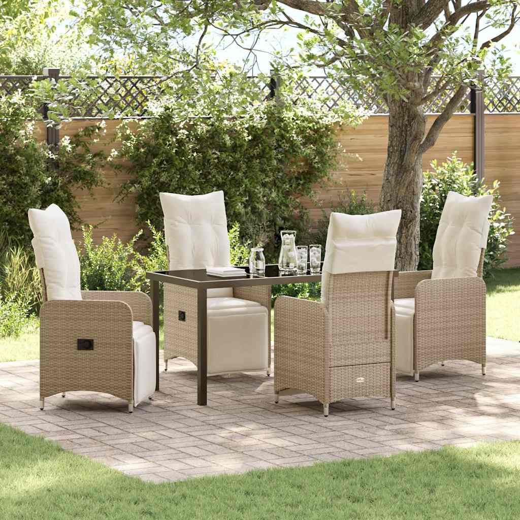 Ensemble de salle à manger pour jardin 5 pcs Beige polyrotin - XIOS