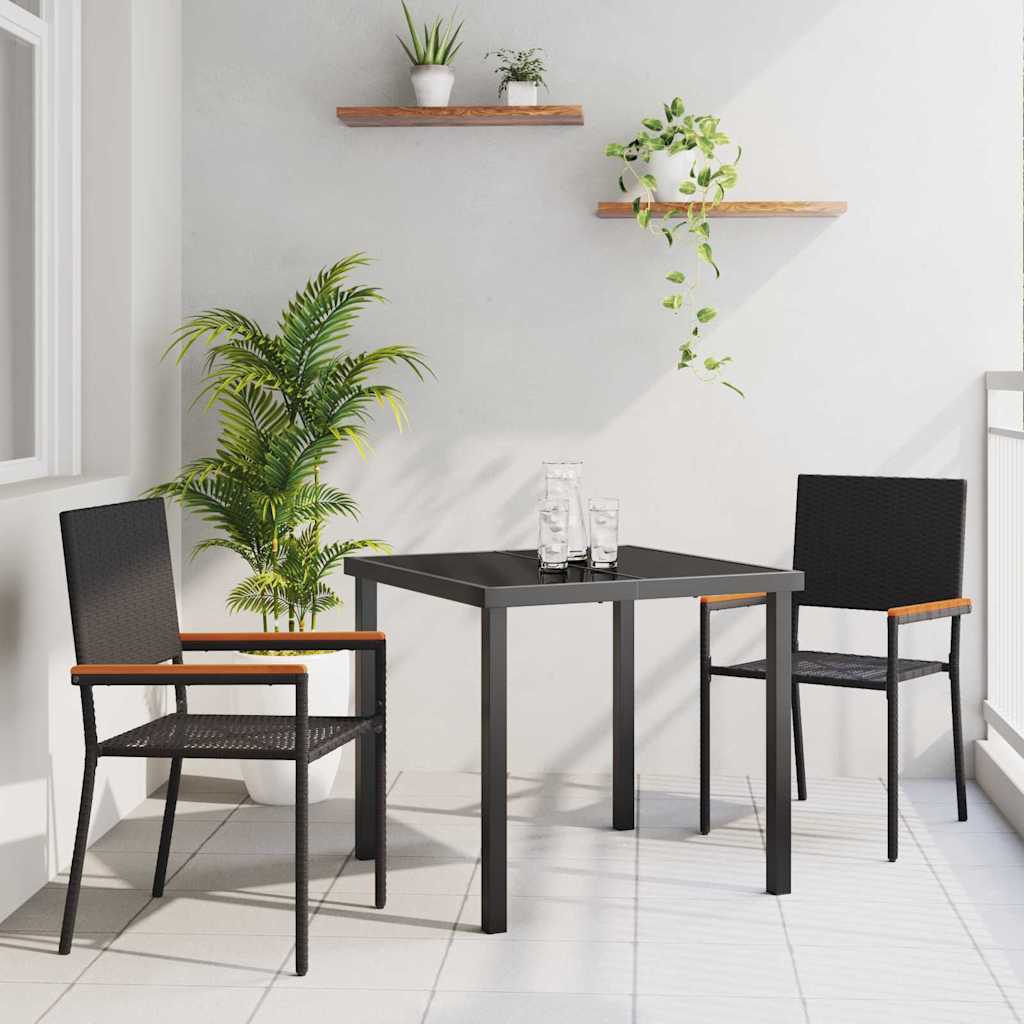 Ensemble de salle à manger pour jardin 3 pcs Noir polyrotin - XIOS