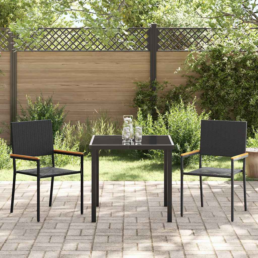 Ensemble de salle à manger pour jardin 3 pcs Noir polyrotin - XIOS