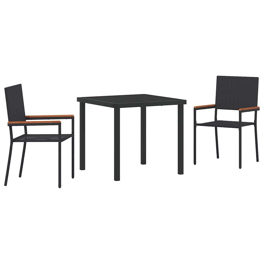 Ensemble de salle à manger pour jardin 3 pcs Noir polyrotin - XIOS
