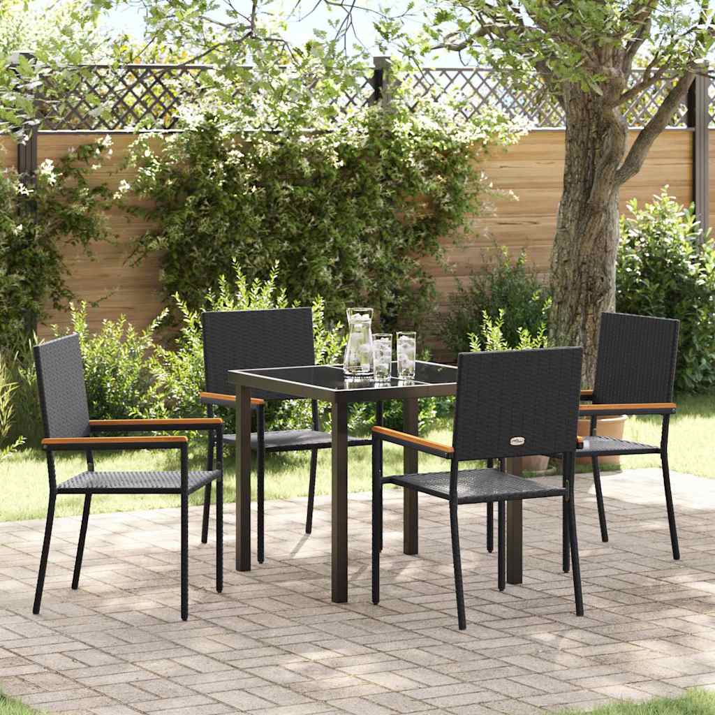 Ensemble de salle à manger pour jardin 5 pcs Noir polyrotin - XIOS