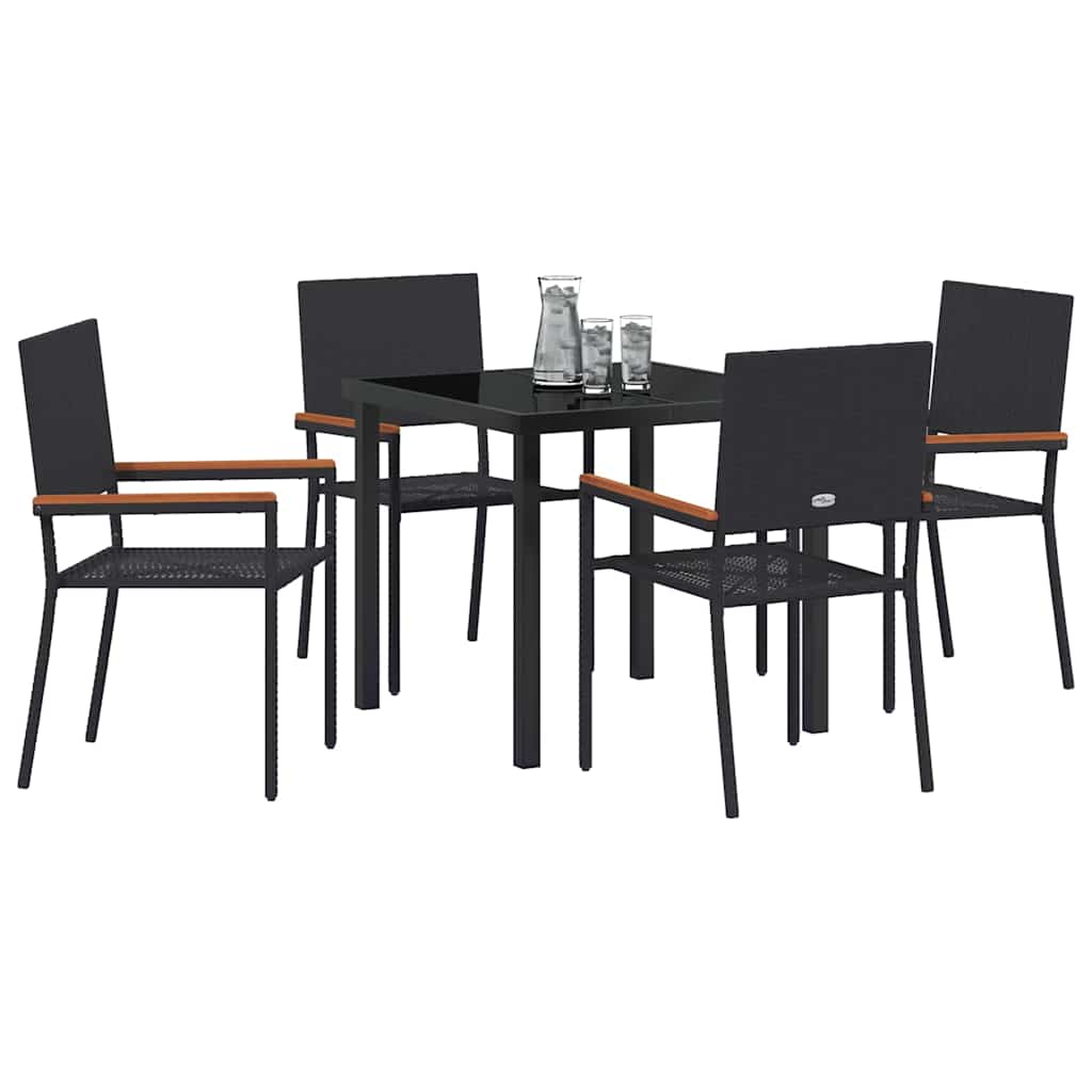 Ensemble de salle à manger pour jardin 5 pcs Noir polyrotin - XIOS