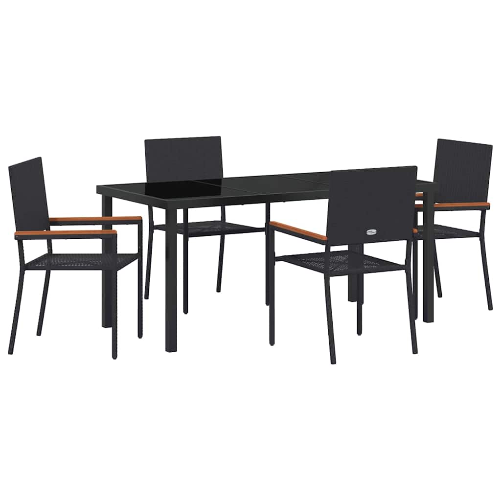 Ensemble de salle à manger pour jardin 5 pcs Noir polyrotin - XIOS
