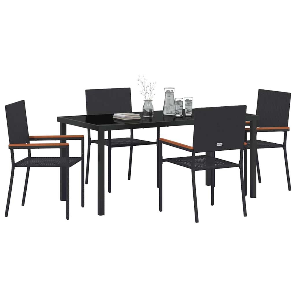 Ensemble de salle à manger pour jardin 5 pcs Noir polyrotin - XIOS