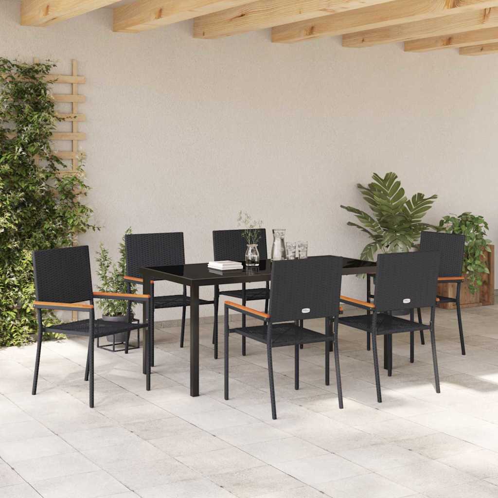 Ensemble de salle à manger pour jardin 7 pcs Noir polyrotin - XIOS