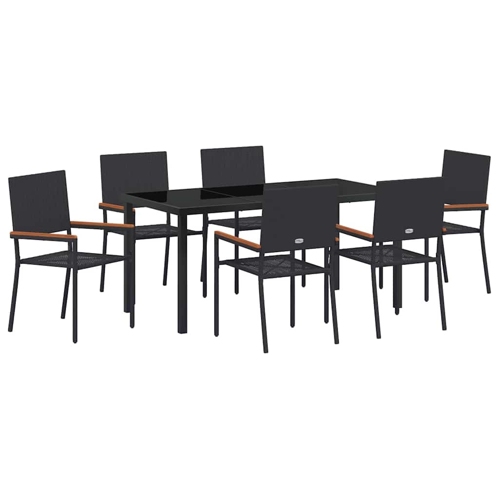 Ensemble de salle à manger pour jardin 7 pcs Noir polyrotin - XIOS
