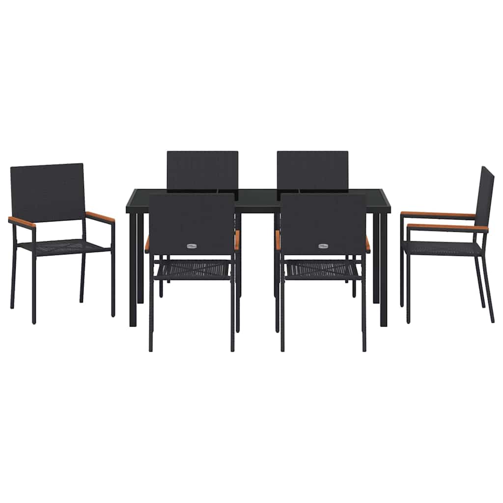 Ensemble de salle à manger pour jardin 7 pcs Noir polyrotin - XIOS