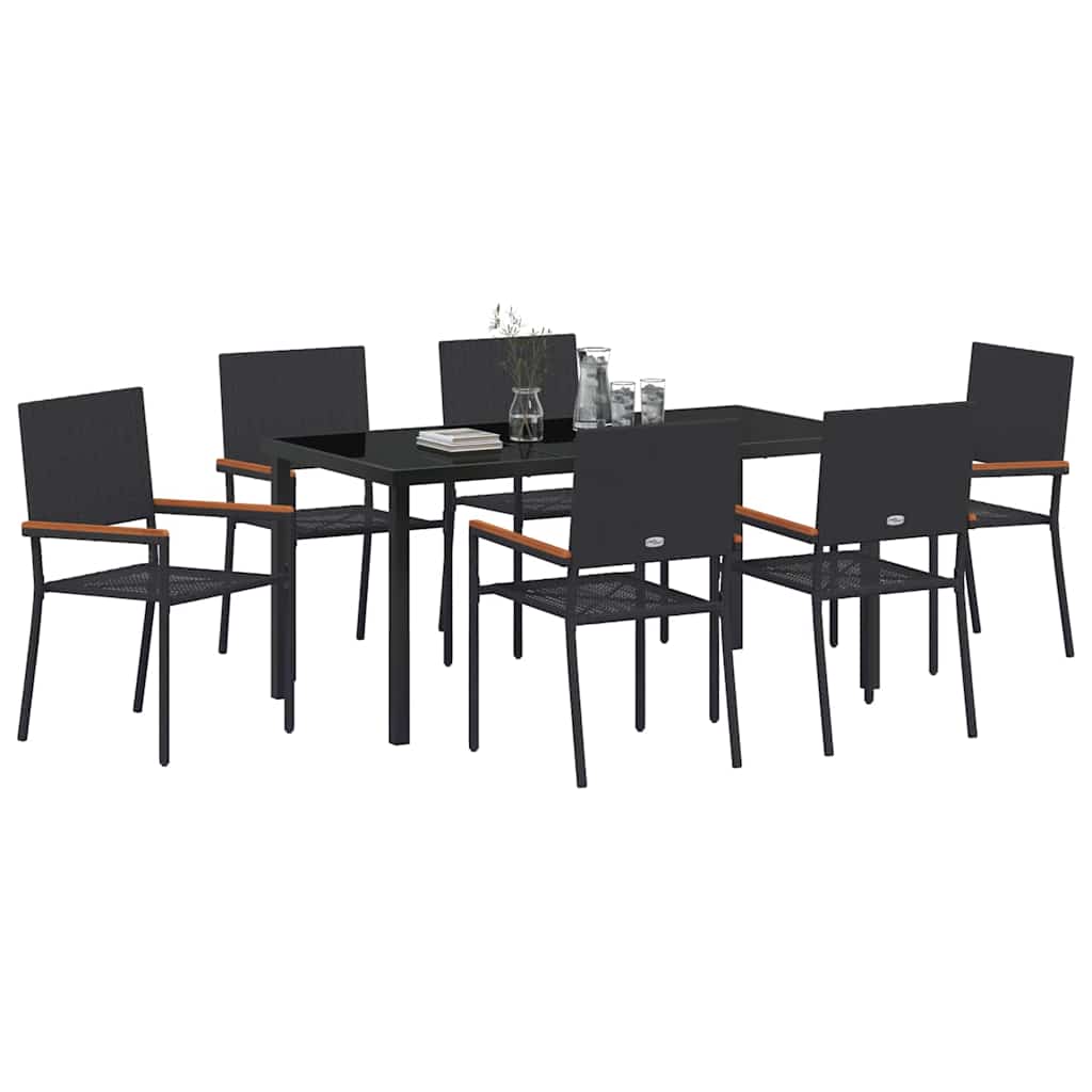 Ensemble de salle à manger pour jardin 7 pcs Noir polyrotin - XIOS