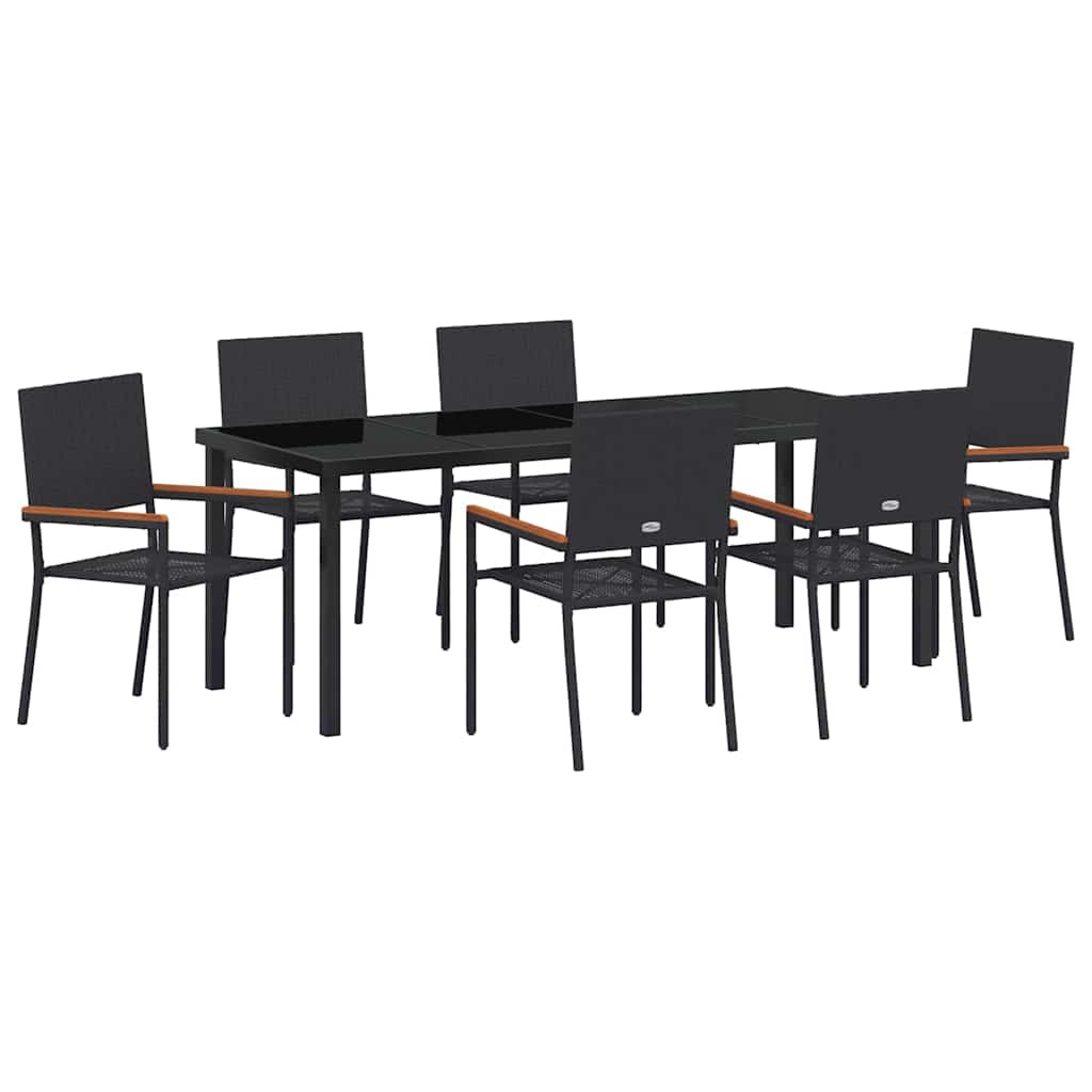 Ensemble de salle à manger pour jardin 7 pcs Noir polyrotin - XIOS
