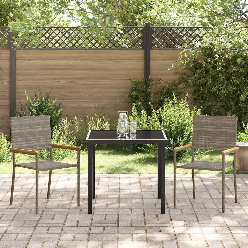 Ensemble de salle à manger pour jardin 3 pcs Gris polyrotin - XIOS