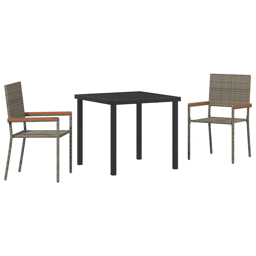 Ensemble de salle à manger pour jardin 3 pcs Gris polyrotin - XIOS