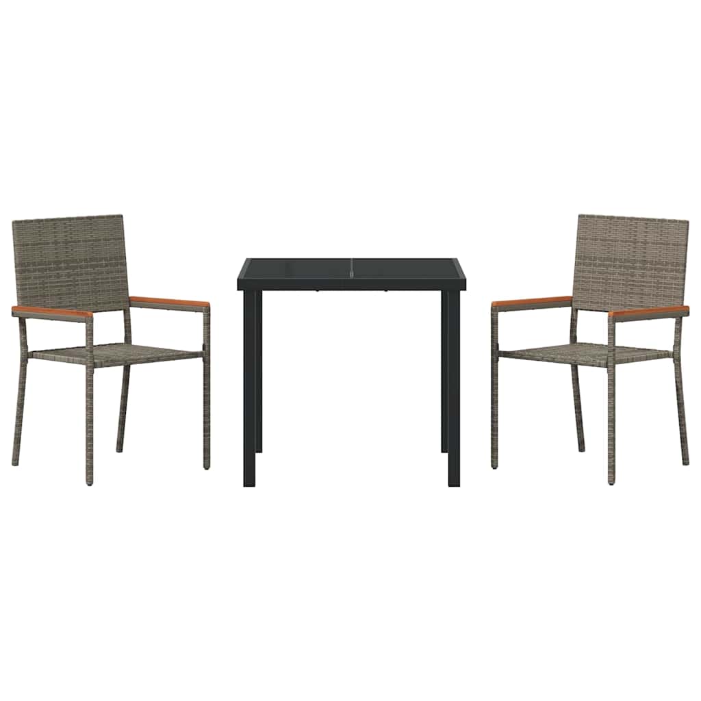 Ensemble de salle à manger pour jardin 3 pcs Gris polyrotin - XIOS