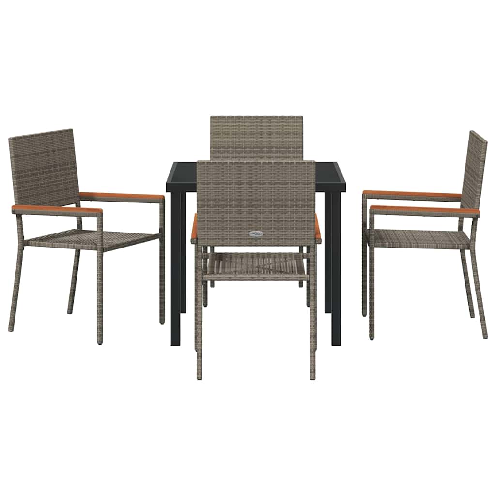 Ensemble de salle à manger pour jardin 5 pcs Gris polyrotin - XIOS