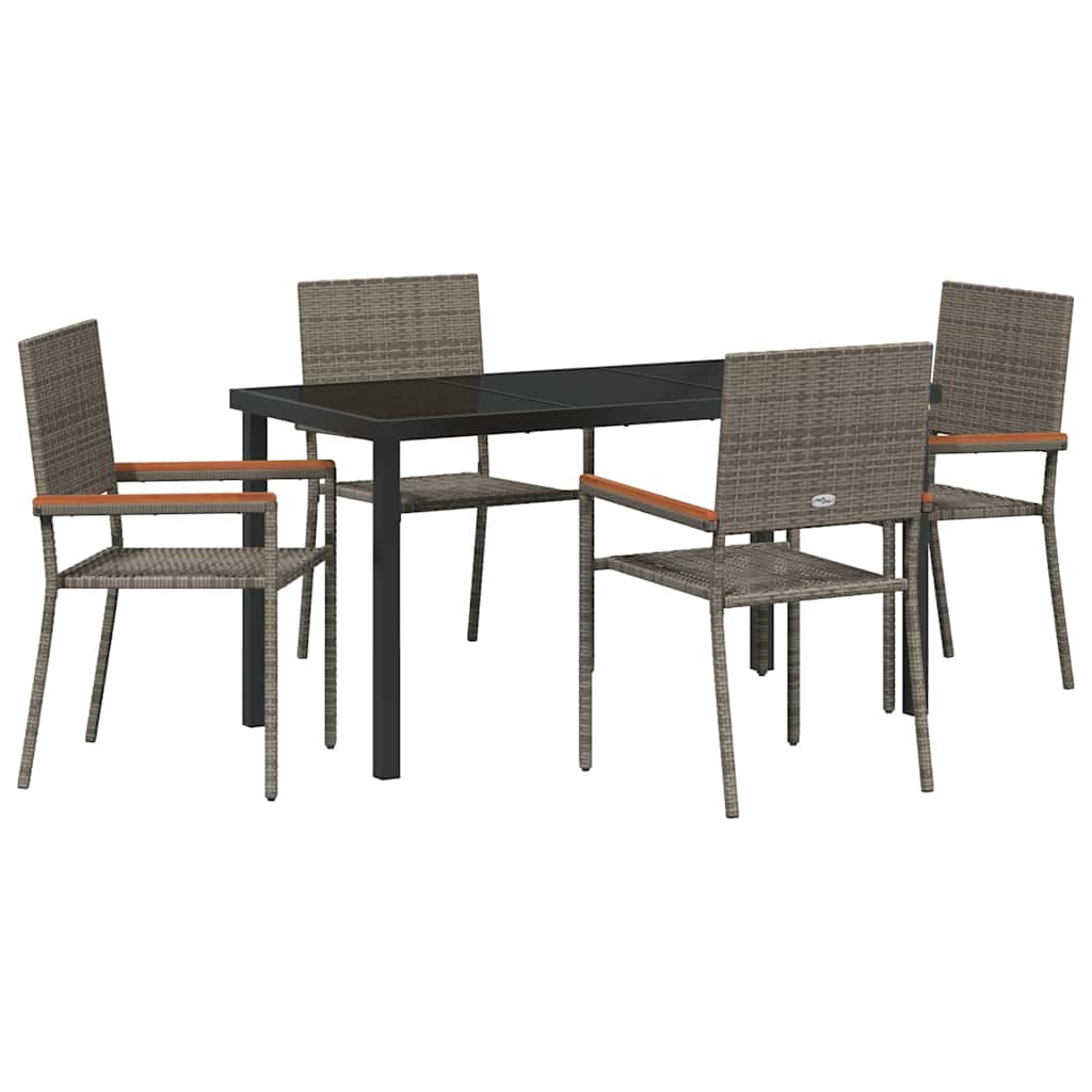 Ensemble de salle à manger pour jardin 5 pcs Gris polyrotin - XIOS