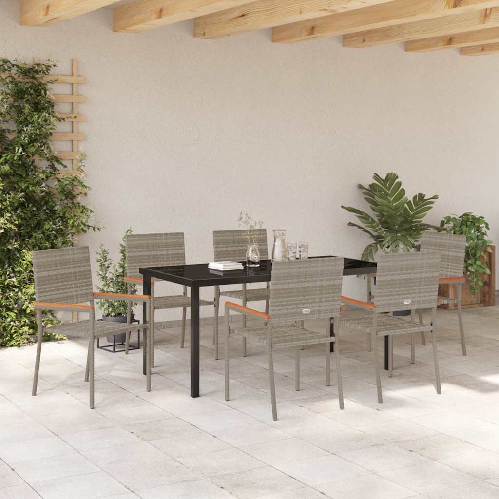 Ensemble de salle à manger pour jardin 7 pcs Gris polyrotin - XIOS