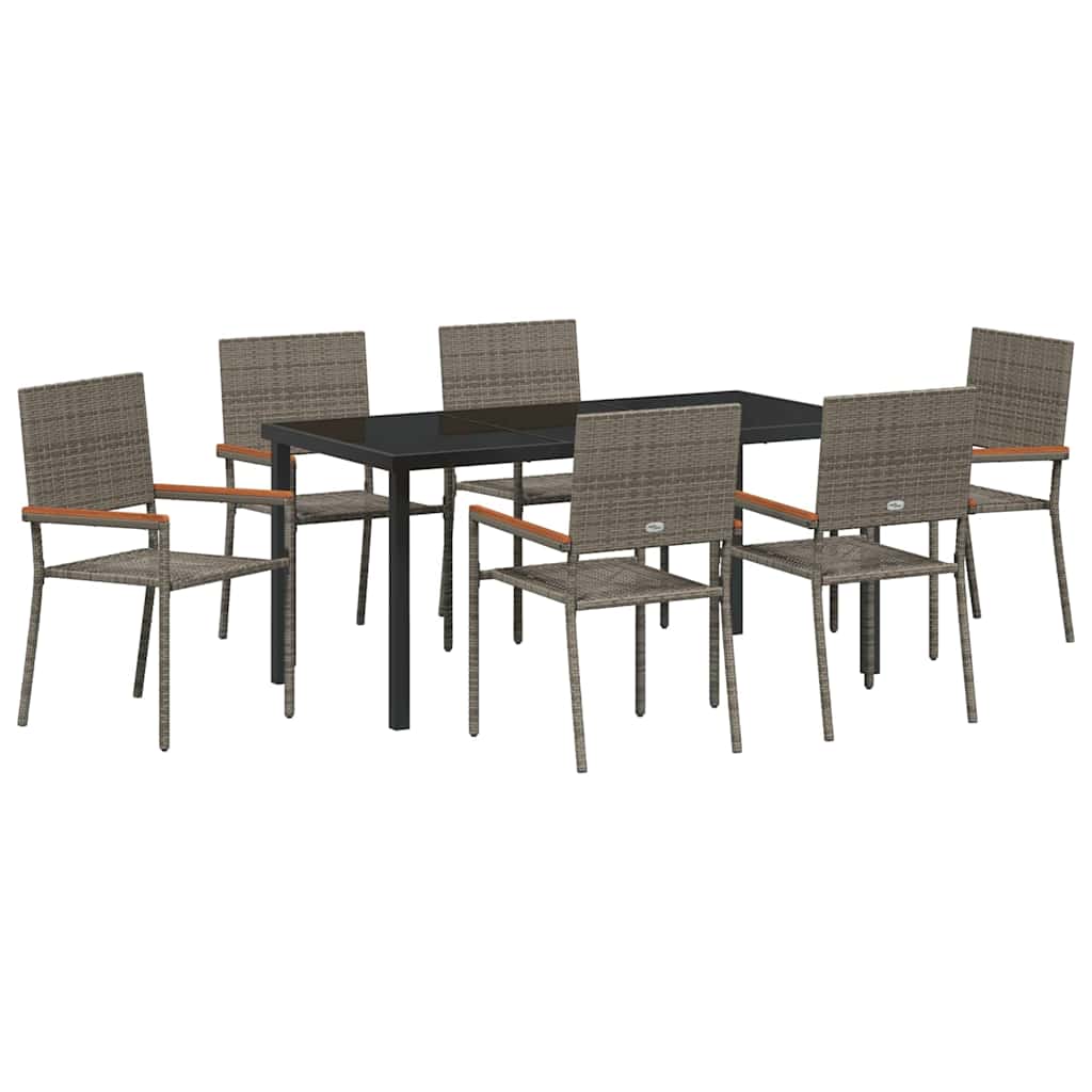 Ensemble de salle à manger pour jardin 7 pcs Gris polyrotin - XIOS