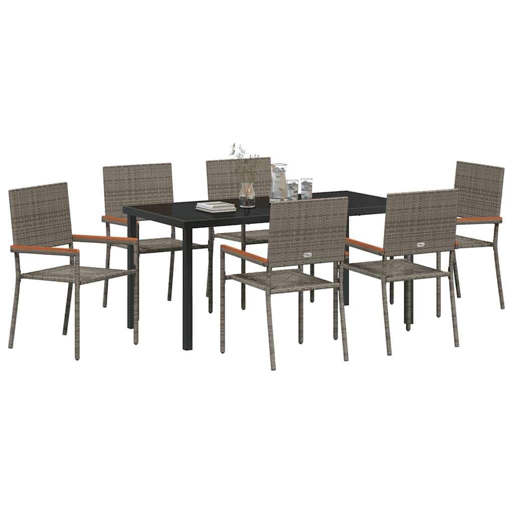 Ensemble de salle à manger pour jardin 7 pcs Gris polyrotin - XIOS