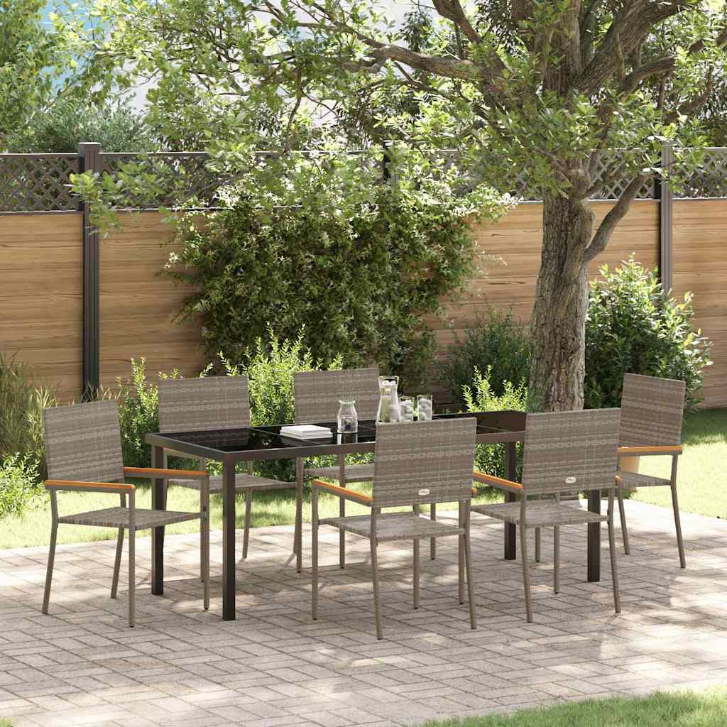 Ensemble de salle à manger pour jardin 7 pcs Gris polyrotin - XIOS