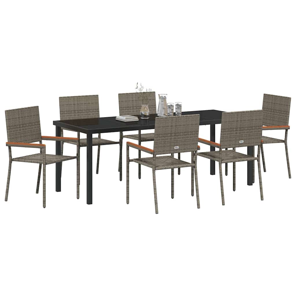 Ensemble de salle à manger pour jardin 7 pcs Gris polyrotin - XIOS