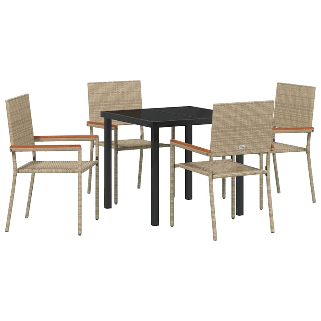 Ensemble de salle à manger pour jardin 5 pcs Beige polyrotin - XIOS
