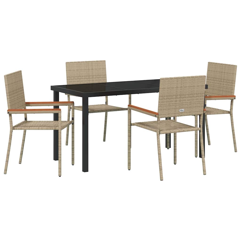 Ensemble de salle à manger pour jardin 5 pcs Beige polyrotin - XIOS