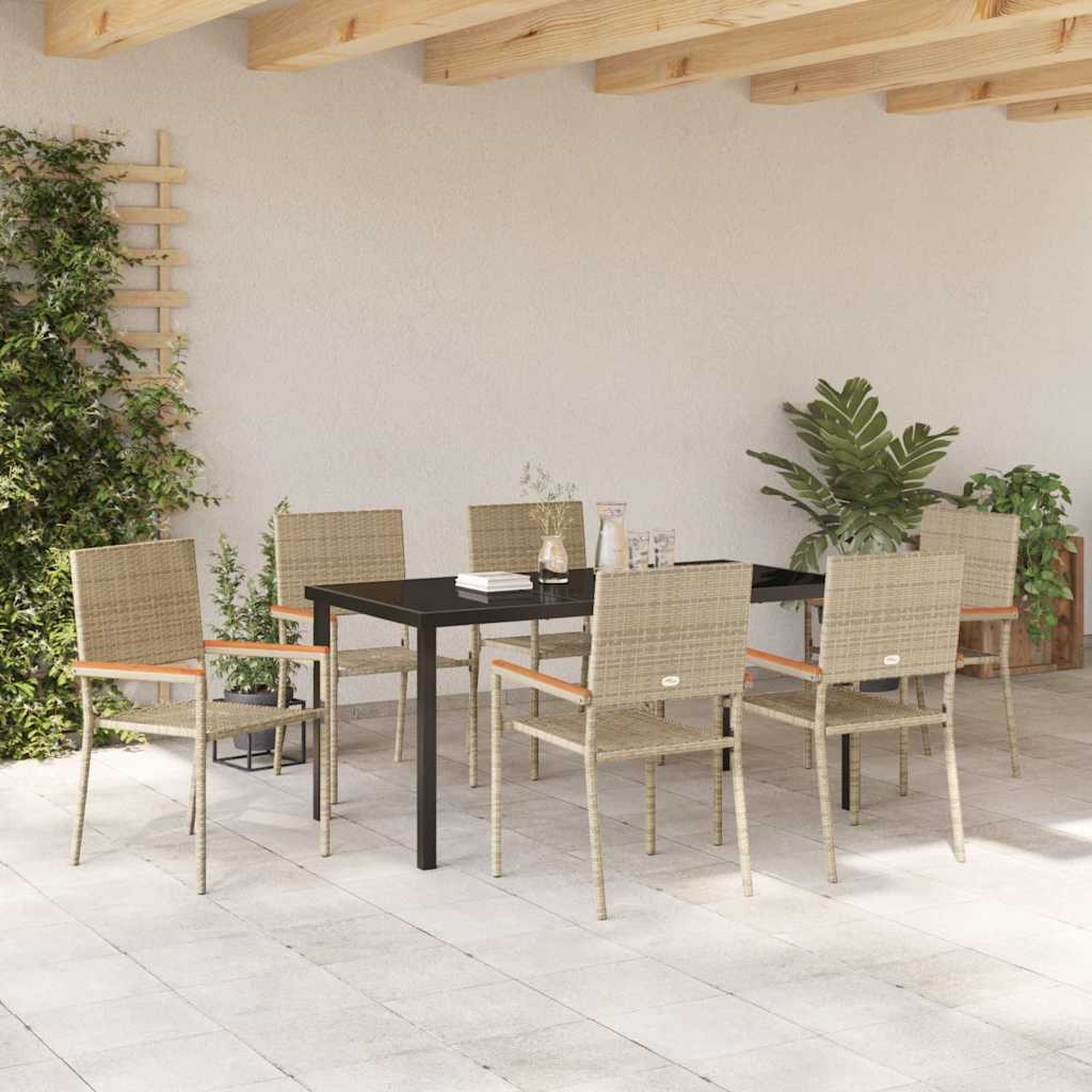 Ensemble de salle à manger pour jardin 7 pcs Beige polyrotin - XIOS
