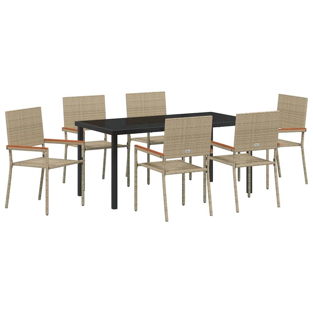 Ensemble de salle à manger pour jardin 7 pcs Beige polyrotin - XIOS