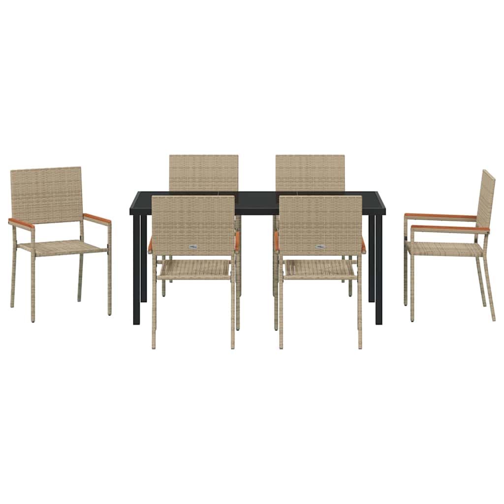 Ensemble de salle à manger pour jardin 7 pcs Beige polyrotin - XIOS