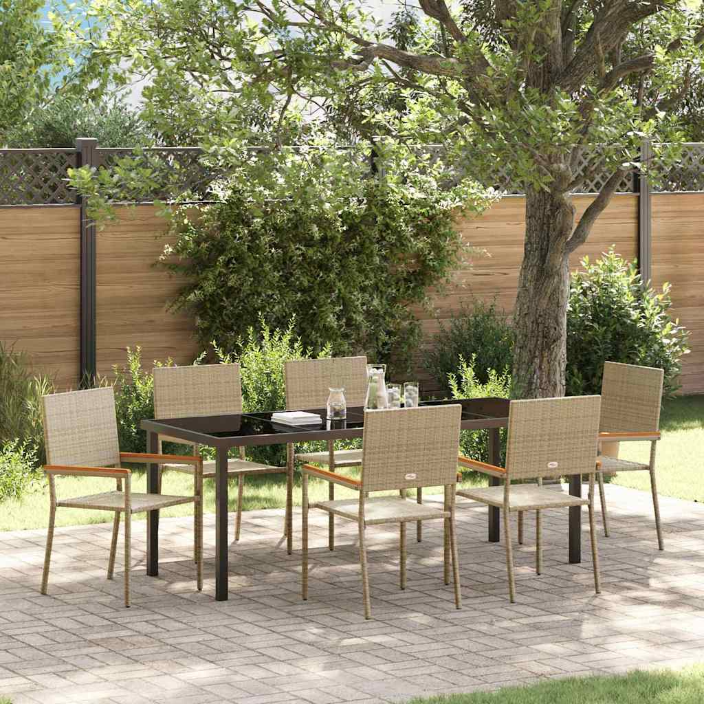 Ensemble de salle à manger pour jardin 7 pcs Beige polyrotin - XIOS