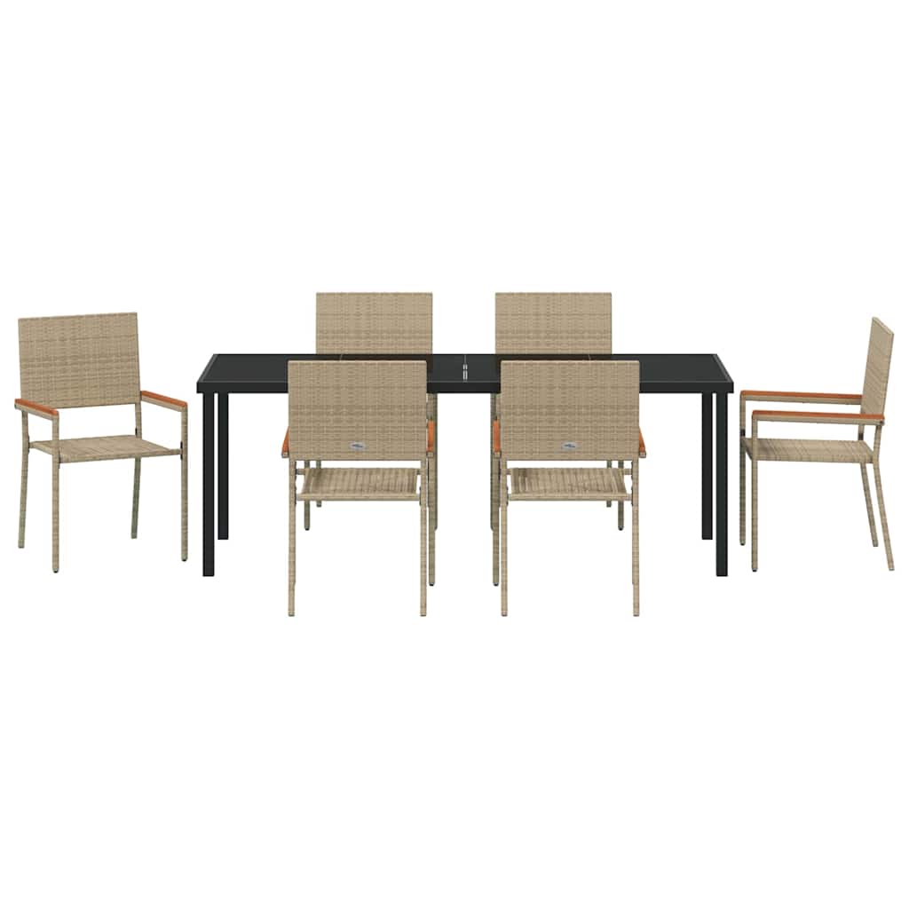 Ensemble de salle à manger pour jardin 7 pcs Beige polyrotin - XIOS